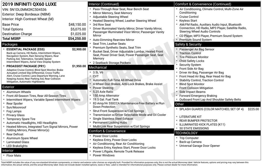 Used 2019 INFINITI QX60 Luxe w/ Essential Package image 6