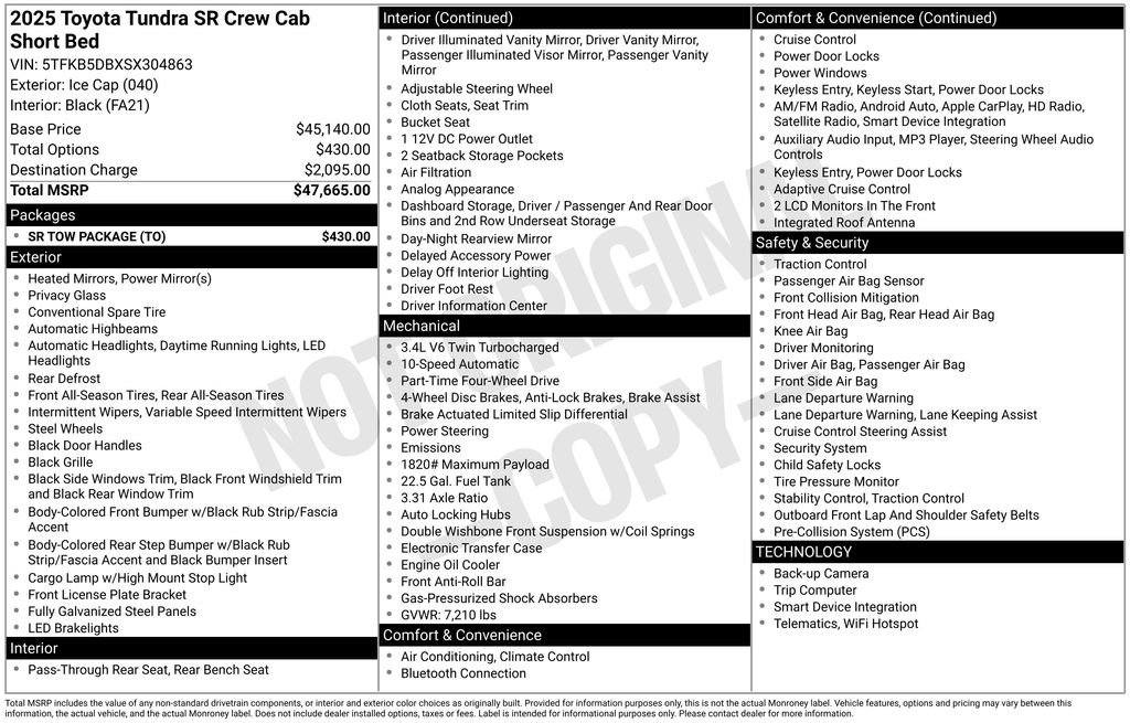 Used 2025 Toyota Tundra SR w/ SR Tow Package image 34