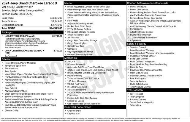 Used 2024 Jeep Grand Cherokee Laredo X w/ Luxury Tech Group I AWD/4WD image 39
