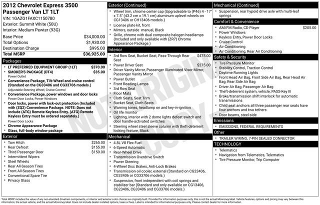 Used 2012 Chevrolet Express 3500 LT w/ LT Preferred Equipment Group image 2