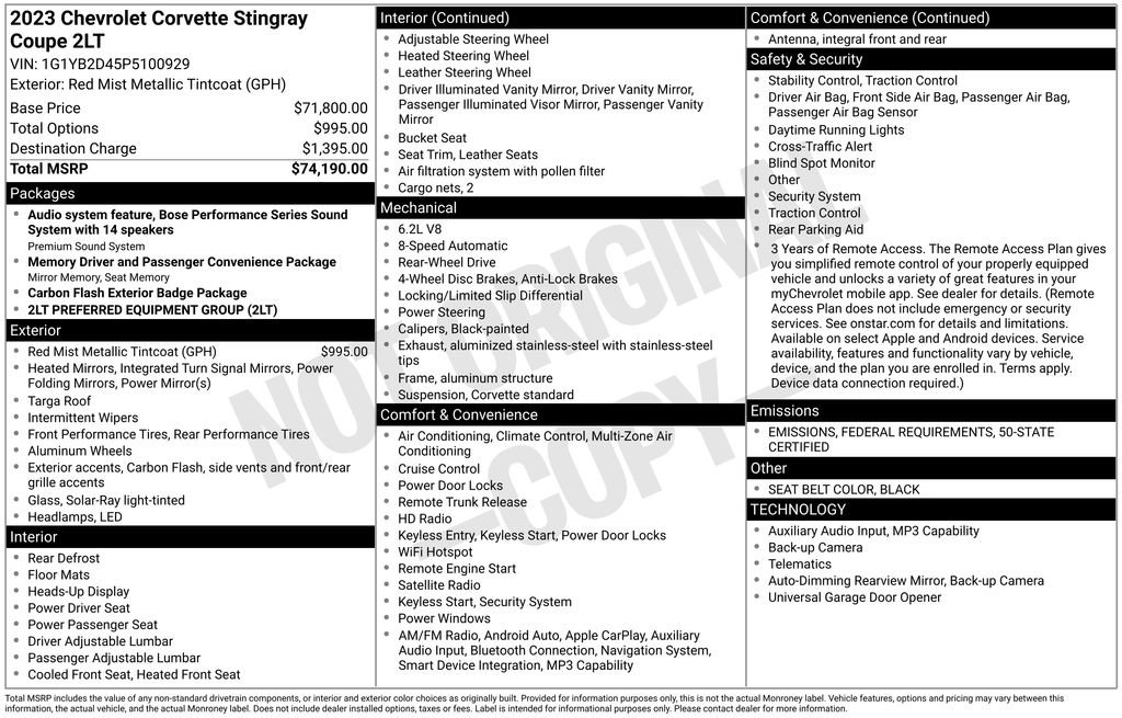 Used 2023 Chevrolet Corvette Stingray Preferred Cpe w/ 2LT image 25