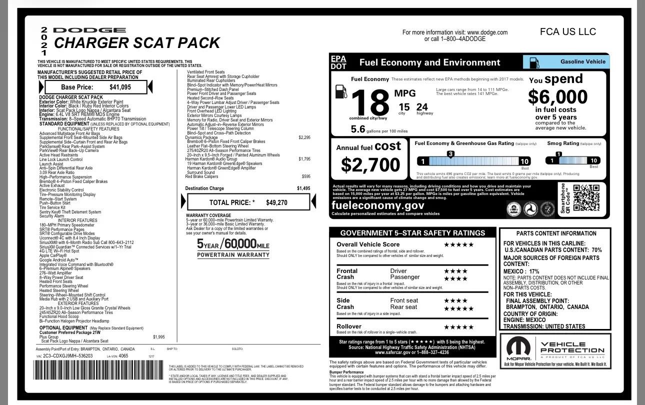 Used 2021 Dodge Charger Scat Pack w/ Dynamics Package RWD image 17
