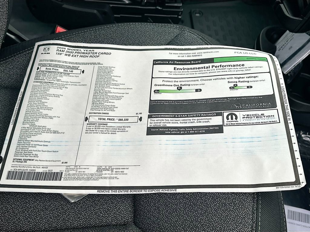 New 2026 RAM ProMaster 3500 w/ Quick Order Package 22G SLT image 13