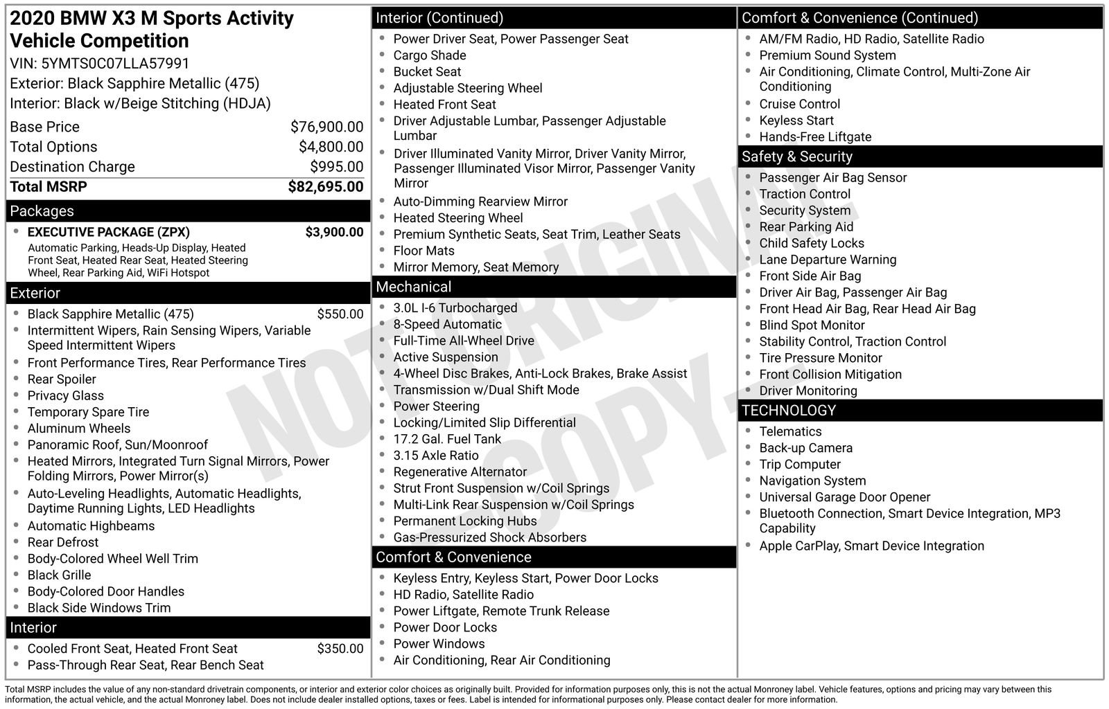 Used 2020 BMW X3 M w/ Executive Package image 4