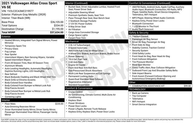 Certified 2021 Volkswagen Atlas Cross Sport SE image 38