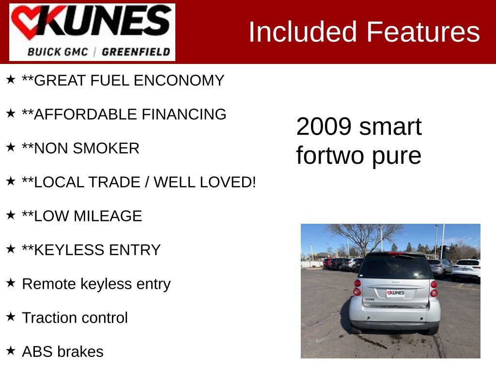 Used 2009 smart fortwo pure image 2