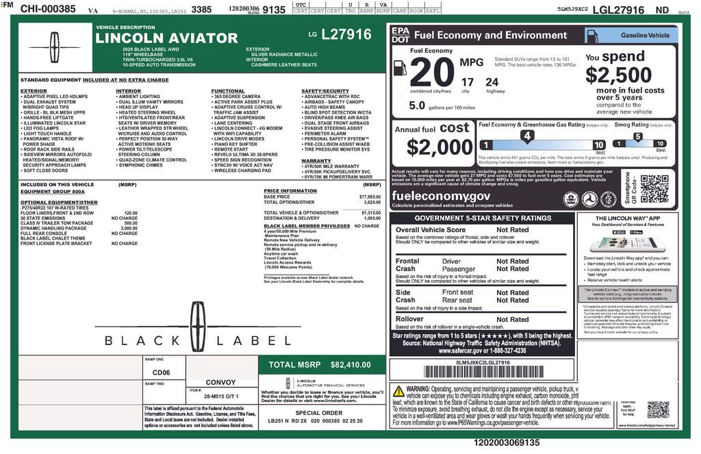 Used 2020 Lincoln Aviator Black Label w/ Dynamic Handling Package image 35