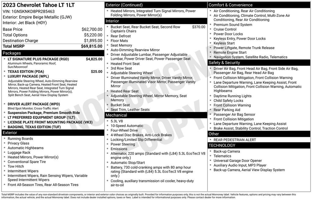 Used 2023 Chevrolet Tahoe LT w/ LT Signature Plus Package image 5