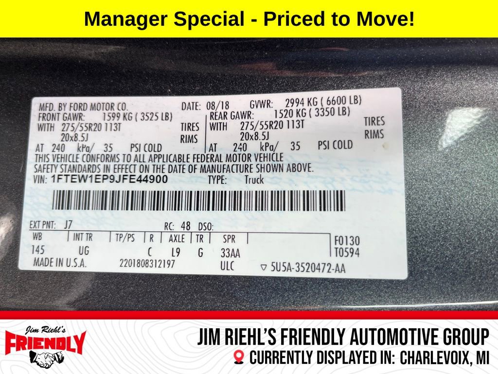 Used 2018 Ford F150 XLT w/ Equipment Group 302A Luxury image 30