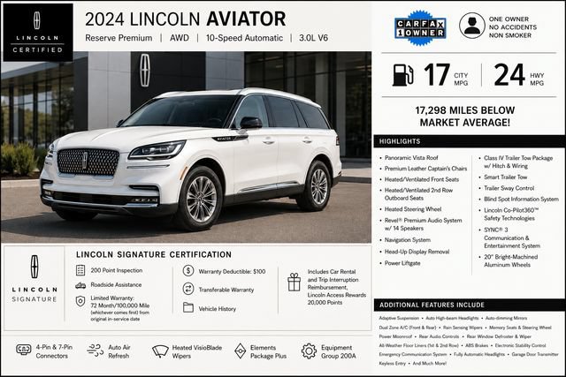 Certified 2024 Lincoln Aviator Reserve w/ Elements Package Plus AWD/4WD image 3