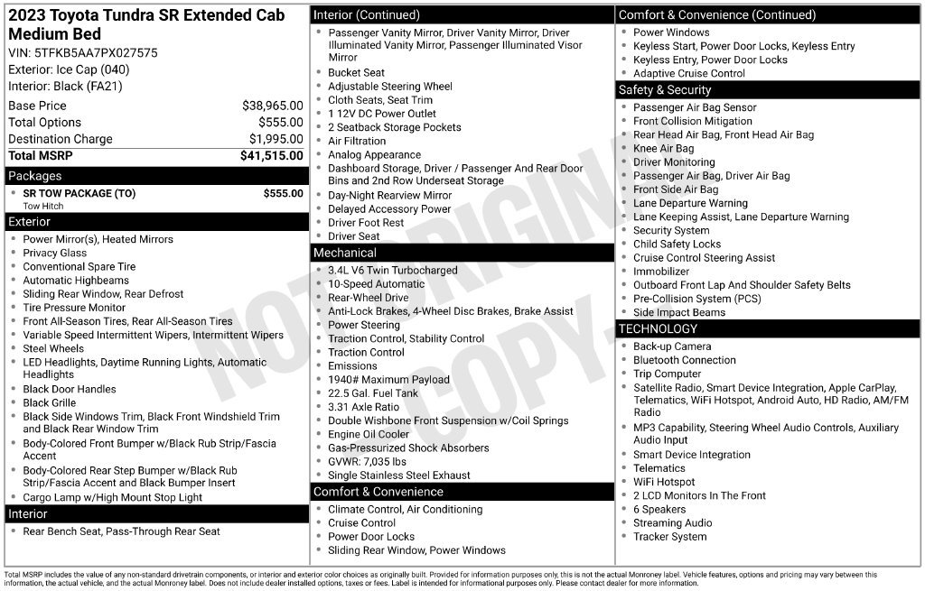 Used 2023 Toyota Tundra SR w/ SR Tow Package RWD image 20