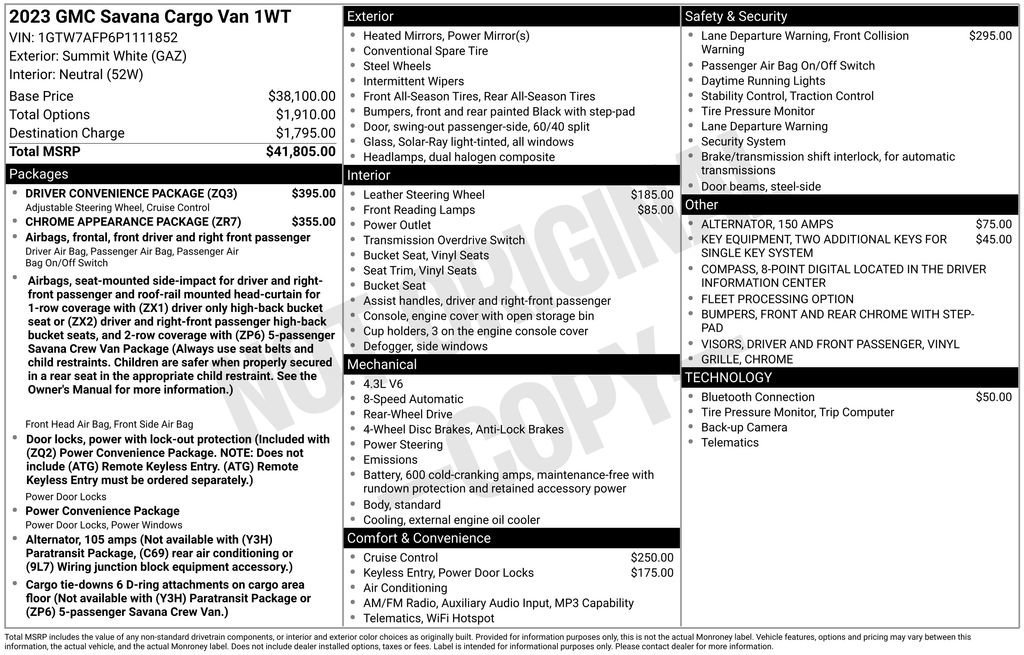 Certified 2023 GMC Savana 2500 w/ Driver Convenience Package RWD image 41