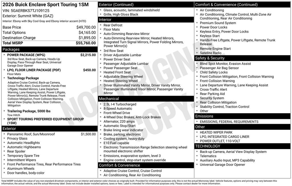 New 2026 Buick Enclave Sport Touring w/ Power Package image 38
