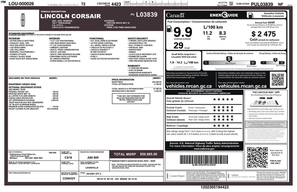 Used 2023 Lincoln Corsair Reserve w/ Jet Appearance Package AWD/4WD image 3