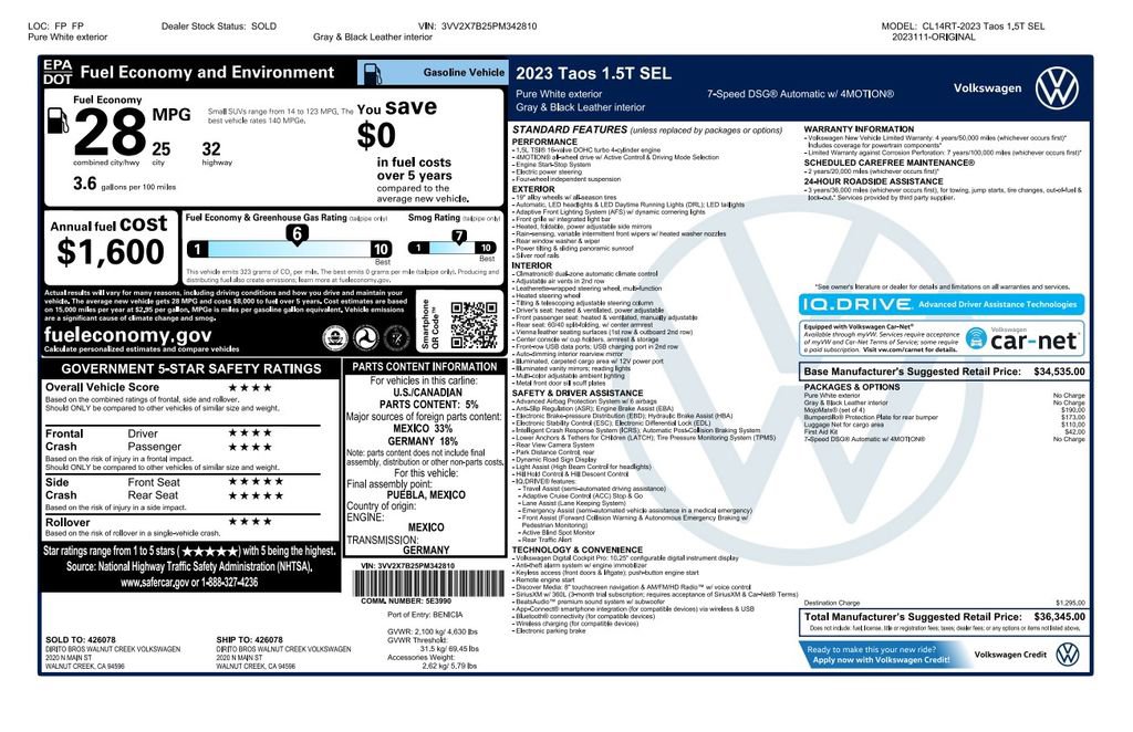 Used 2023 Volkswagen Taos SEL AWD/4WD image 4