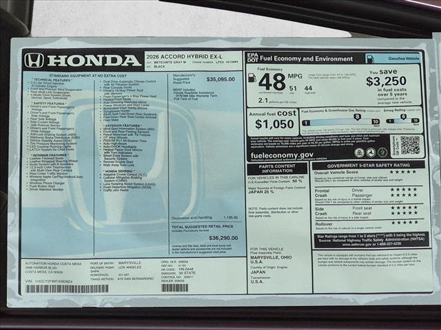 New 2026 Honda Accord EX-L image 17
