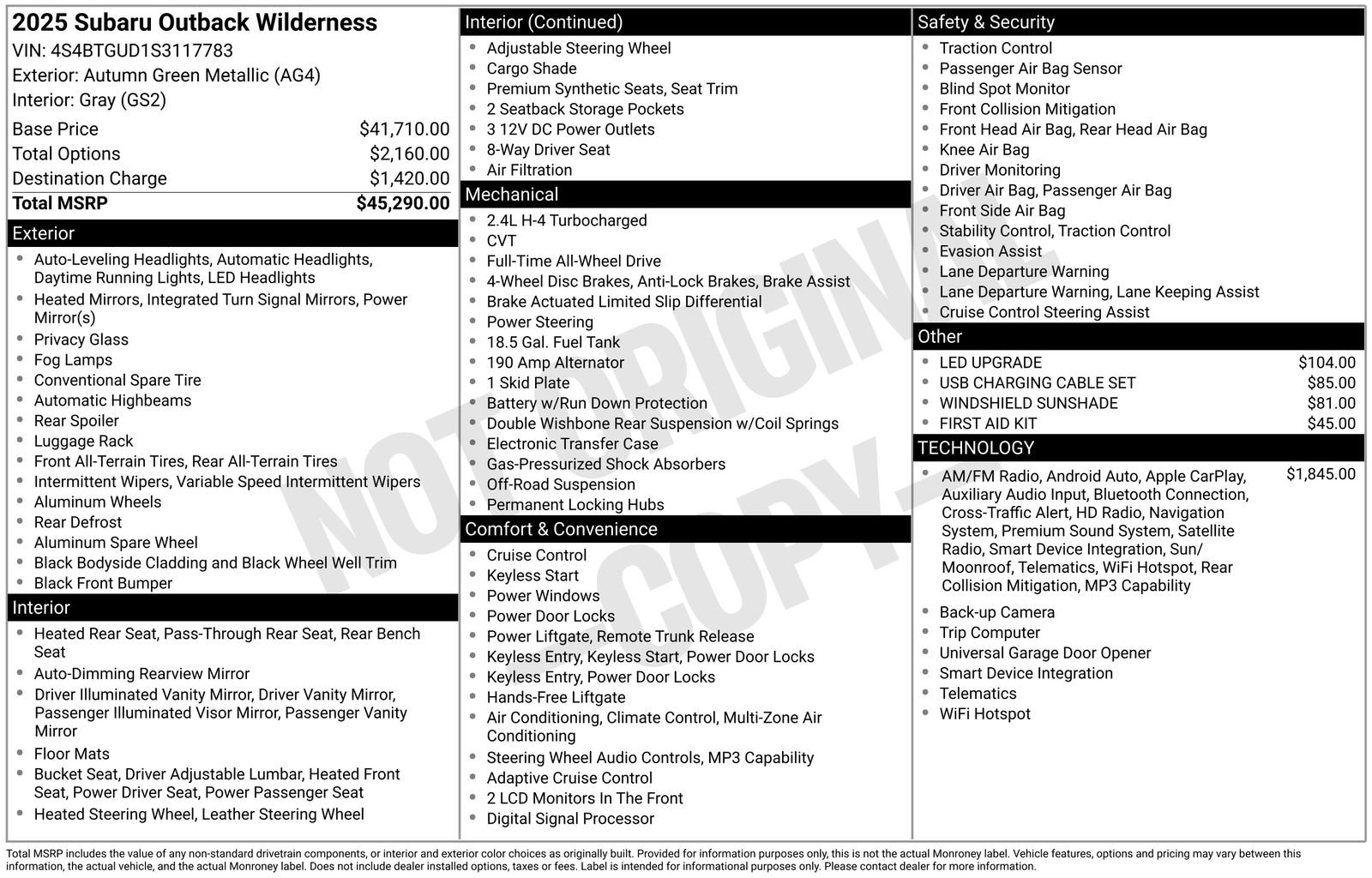 Used 2025 Subaru Outback Wilderness AWD/4WD image 64