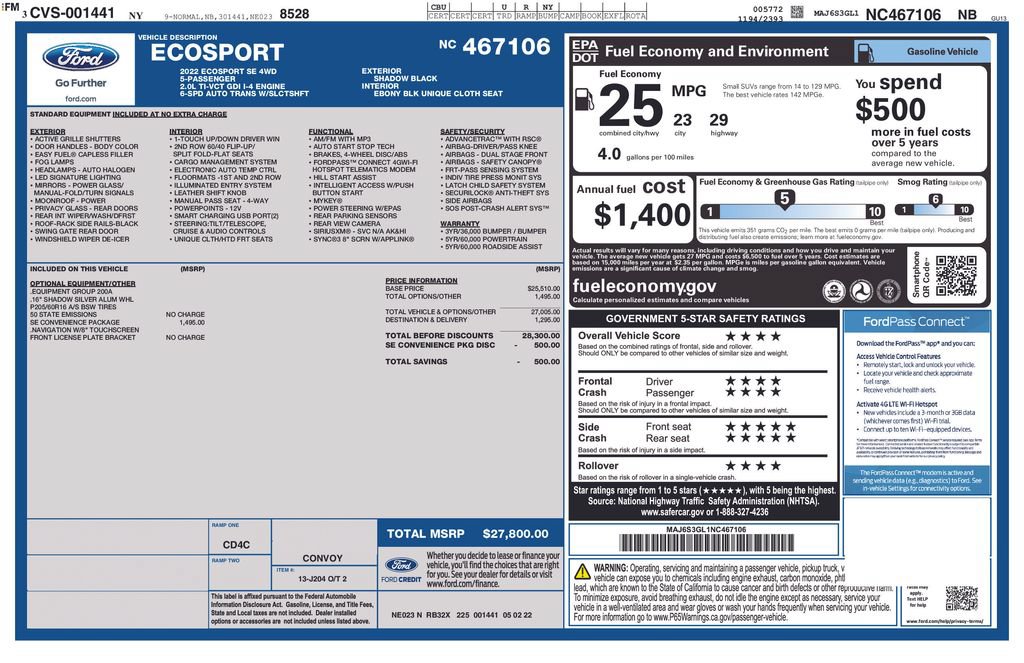 Used 2022 Ford EcoSport SE w/ SE Convenience Package AWD/4WD image 38