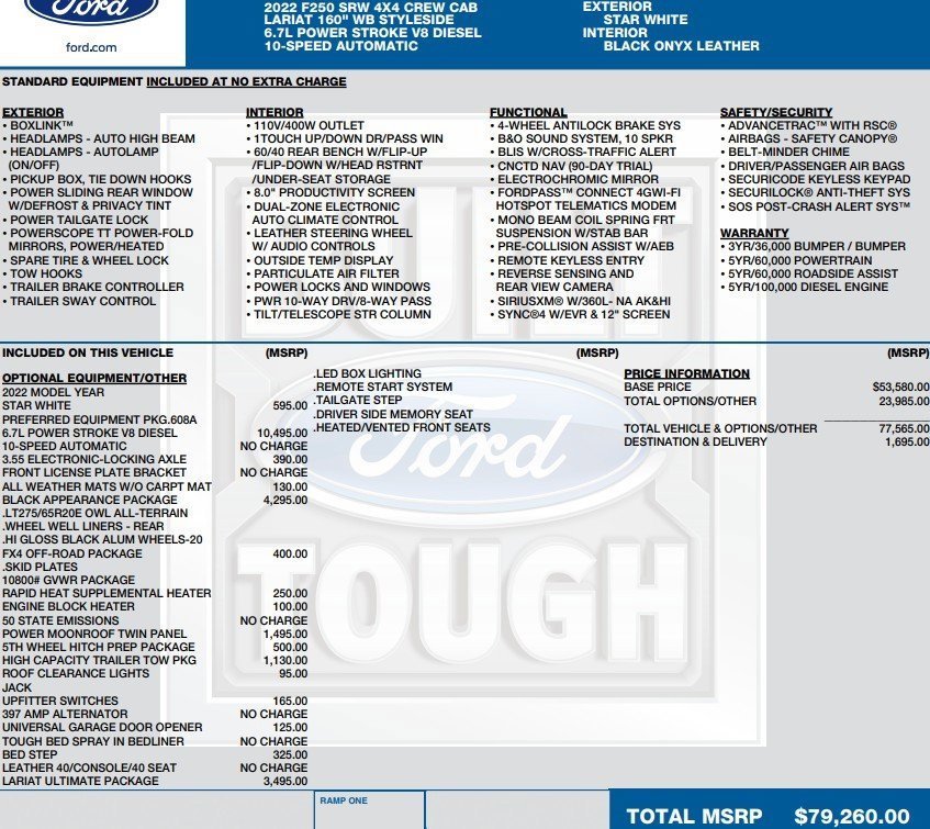 Used 2022 Ford F250 Lariat w/ Black Appearance Package image 2