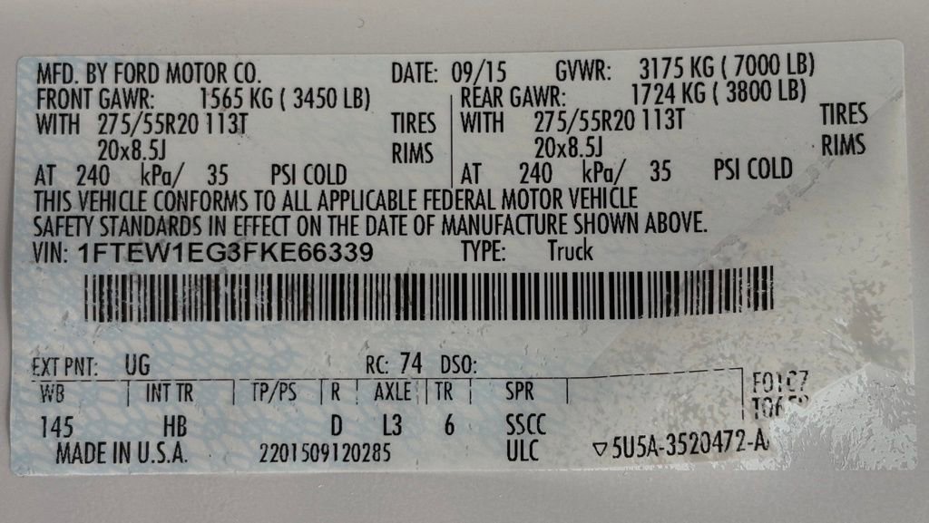 Used 2015 Ford F150 Lariat w/ Equipment Group 502A Luxury AWD/4WD image 44