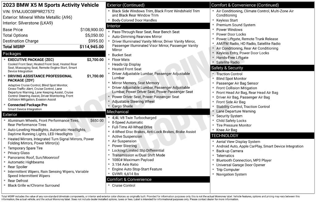 Used 2023 BMW X5 M w/ Executive Package AWD/4WD image 22