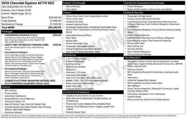 Used 2026 Chevrolet Equinox ACTIV w/ Convenience Package III AWD/4WD image 6