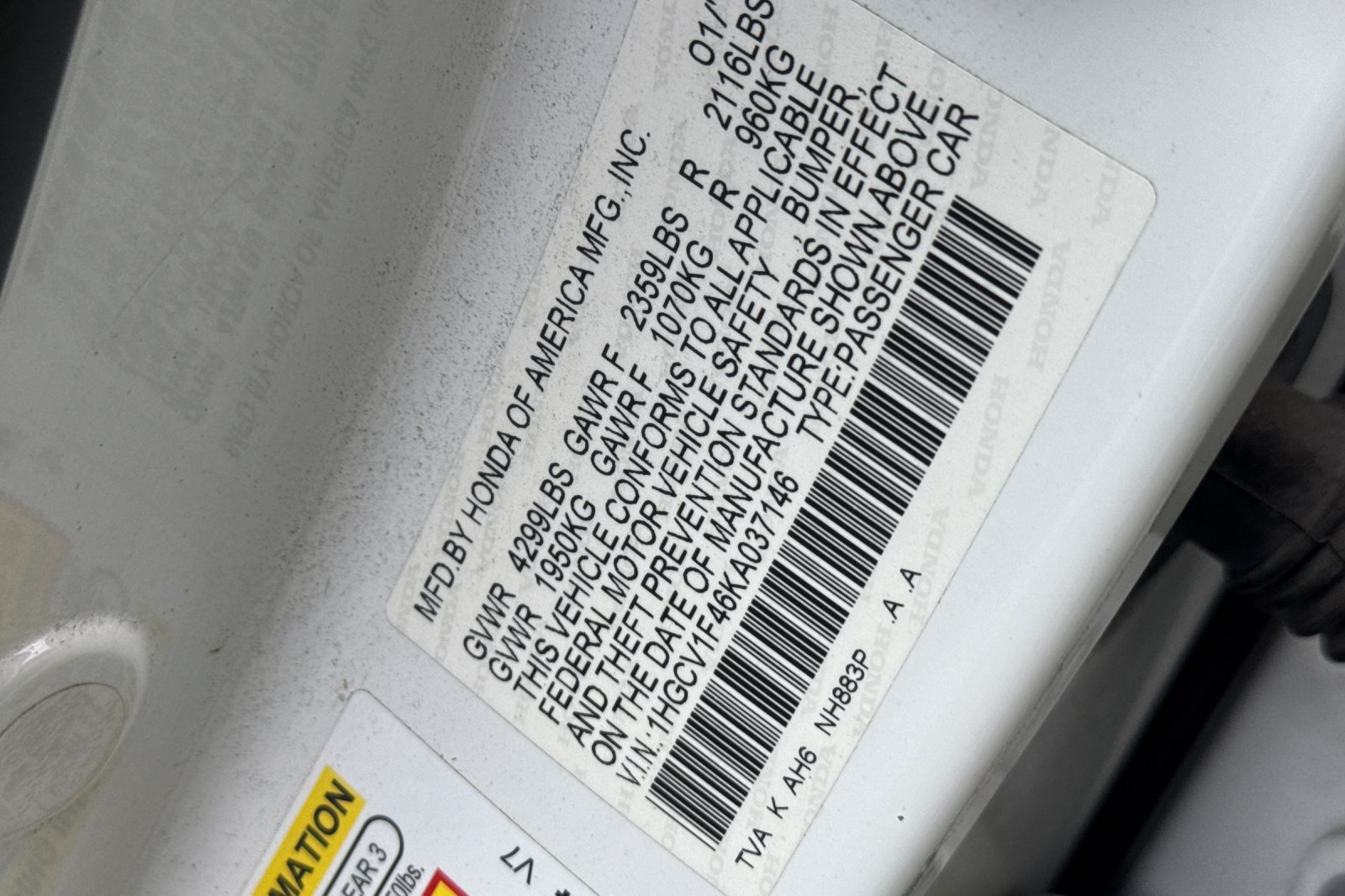 Used 2019 Honda Accord EX image 12
