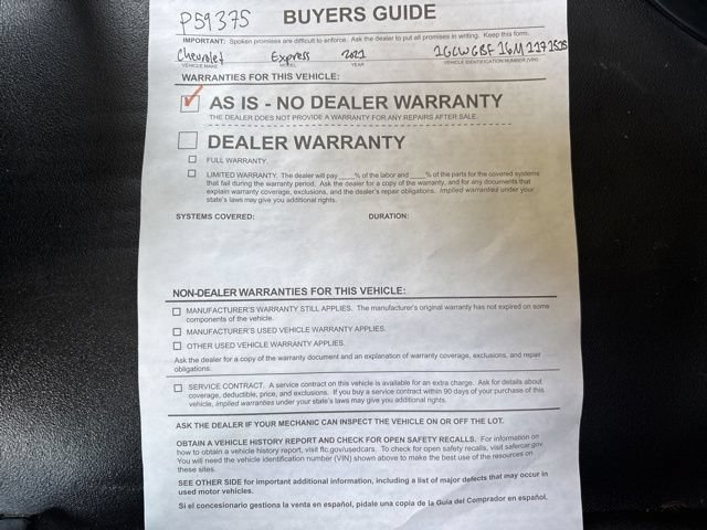 Used 2021 Chevrolet Express 2500 Extended w/ Driver Convenience Package RWD image 33