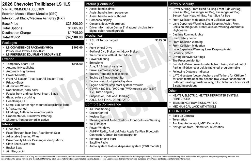 Used 2026 Chevrolet TrailBlazer LS w/ LS Convenience Package FWD image 33