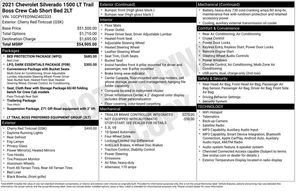 Used 2021 Chevrolet Silverado 1500 LT Trail Boss w/ Bed Protection Package AWD/4WD image 6