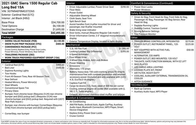 Used 2021 GMC Sierra 1500 4x4 Regular Cab w/ Sierra Value Package image 32