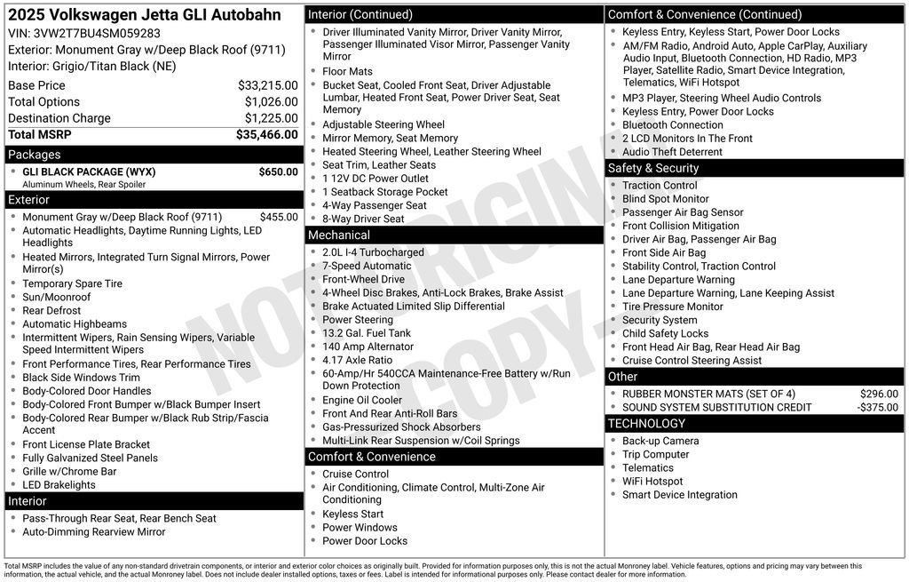 Used 2025 Volkswagen Jetta GLI Autobahn w/ GLI Black Package image 17