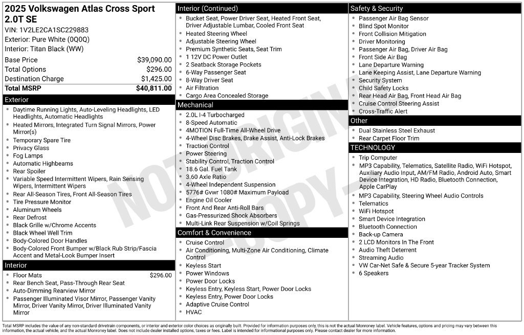 Used 2025 Volkswagen Atlas Cross Sport SE AWD/4WD image 12
