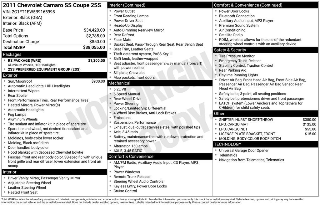 Used 2011 Chevrolet Camaro SS w/ RS Package image 6