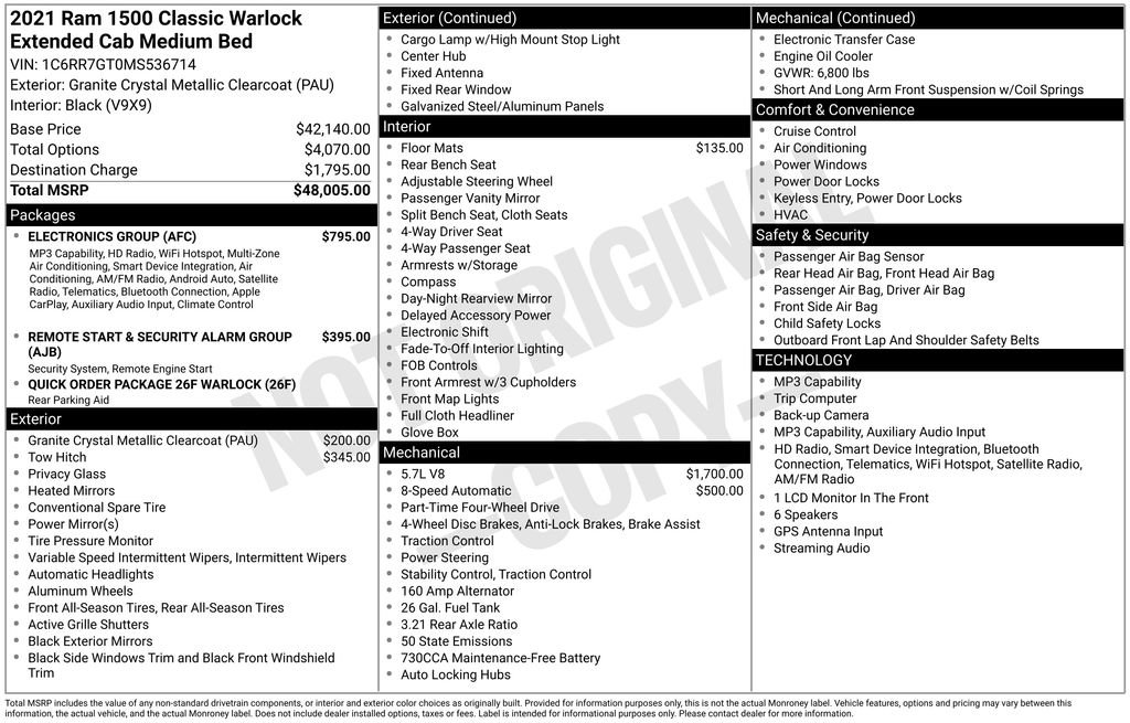 Used 2021 RAM 1500 Warlock w/ Electronics Group AWD/4WD image 3