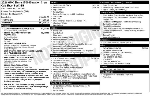 New 2026 GMC Sierra 1500 Elevation w/ Elevation Premium Package