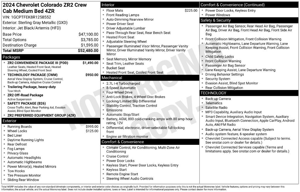 Certified 2024 Chevrolet Colorado ZR2 w/ ZR2 Convenience Package III AWD/4WD image 10