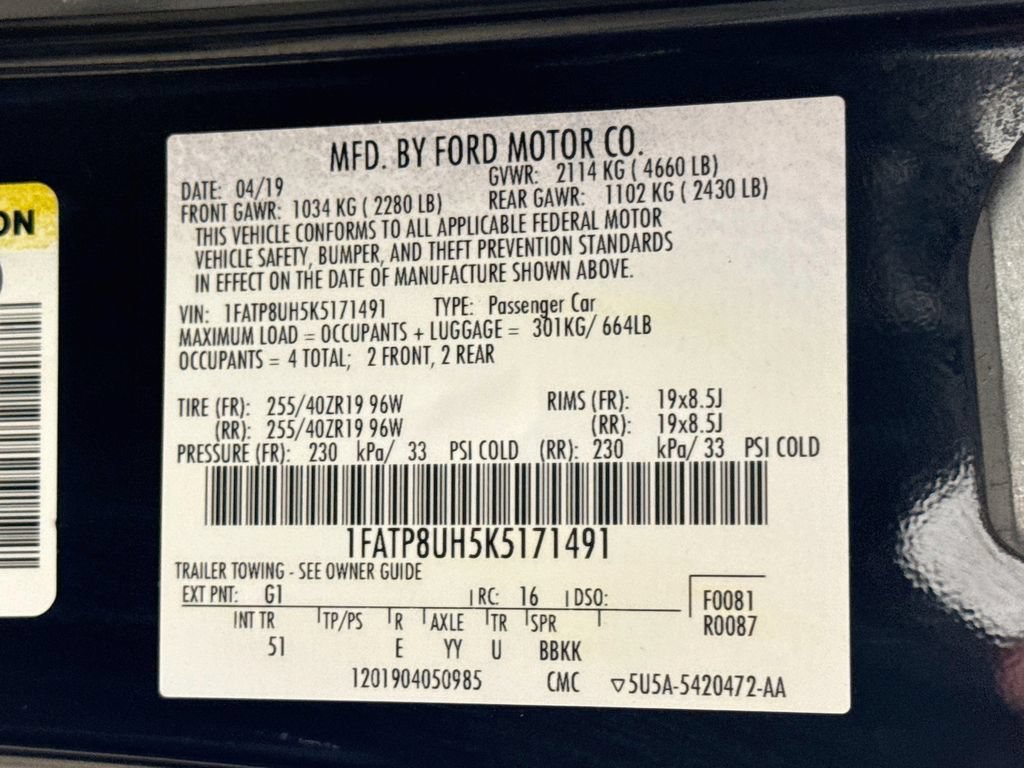 Used 2019 Ford Mustang Premium w/ Equipment Group 201A RWD image 30