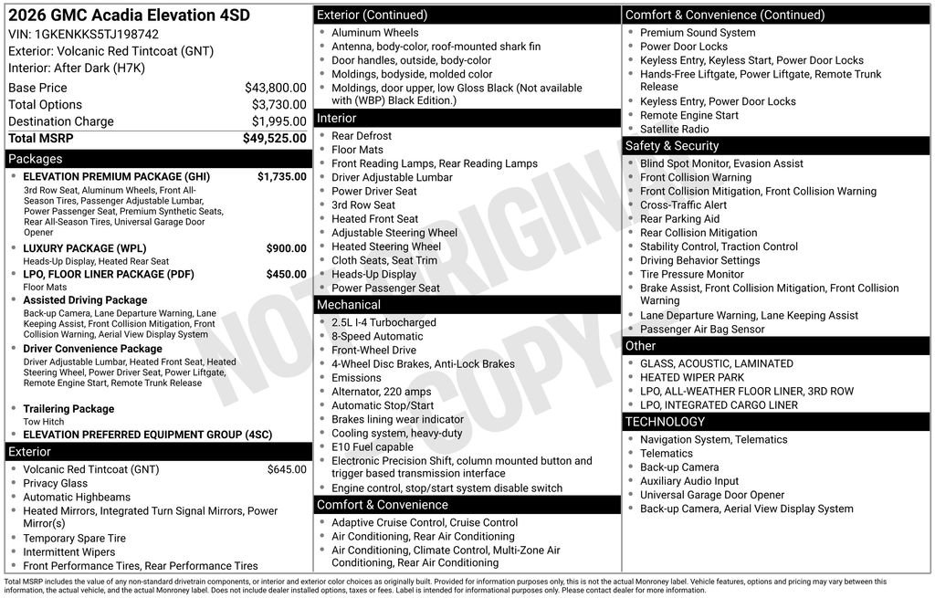 New 2026 GMC Acadia Elevation w/ Elevation Premium Package image 4