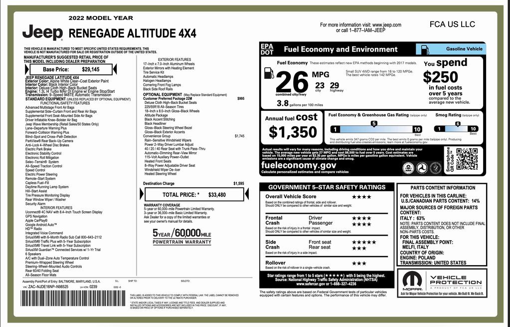 Used 2022 Jeep Renegade Altitude w/ Convenience Group image 2