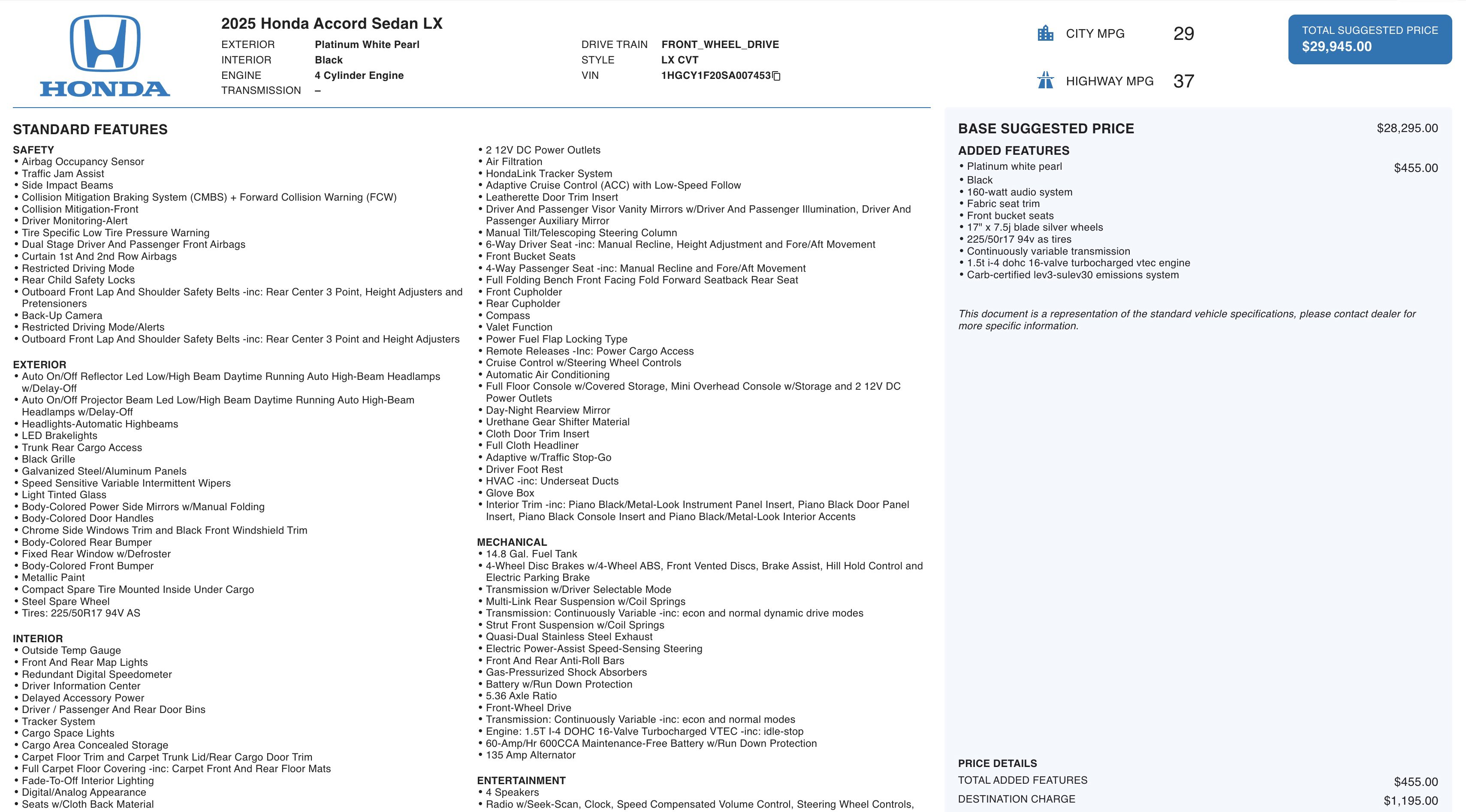 Used 2025 Honda Accord LX image 5