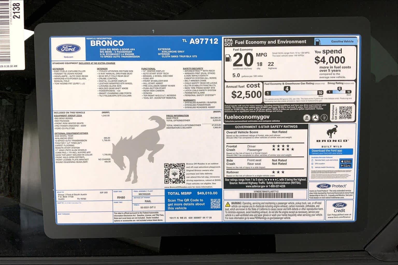 New 2026 Ford Bronco Big Bend AWD/4WD image 21