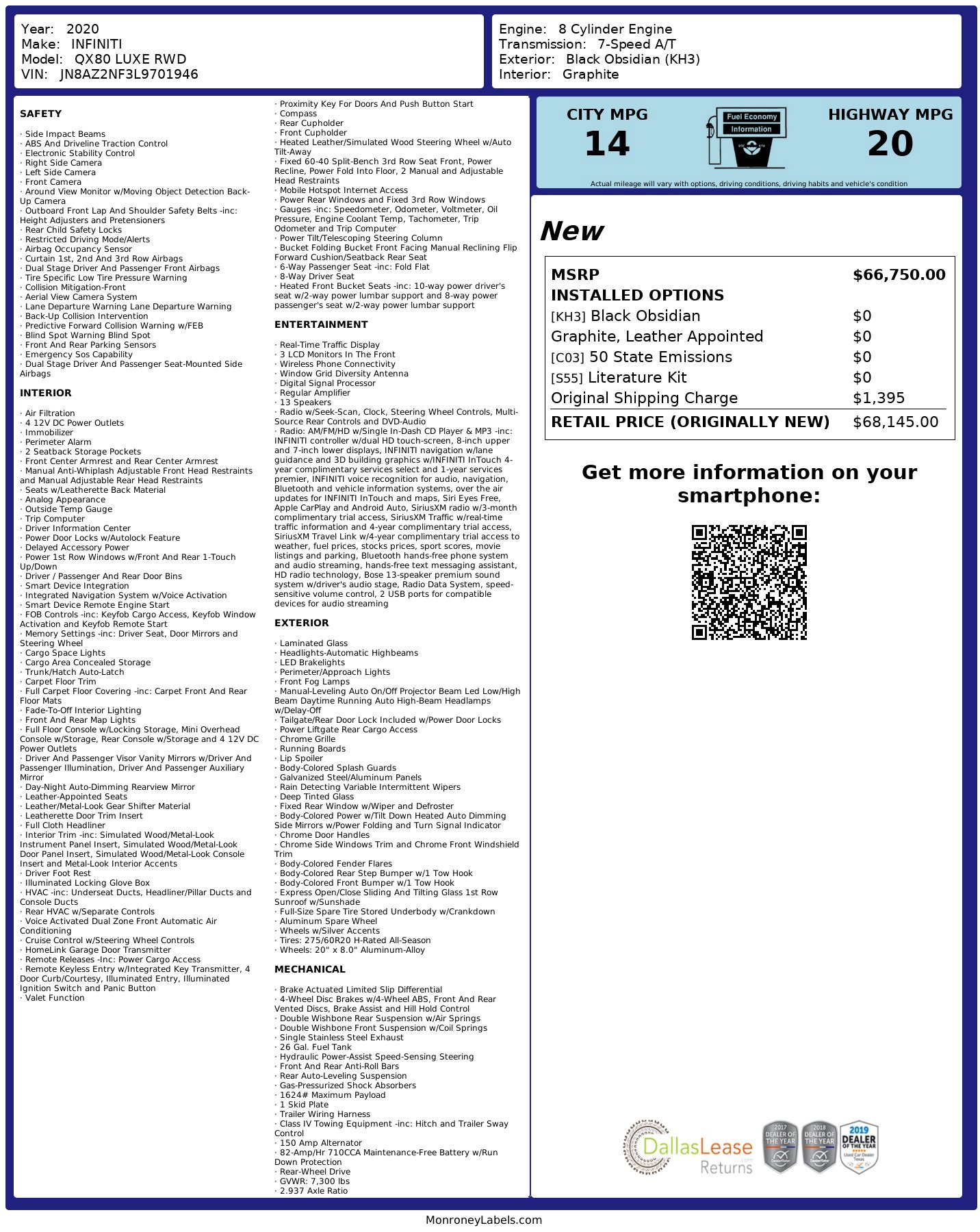 Used 2020 INFINITI QX80 Luxe image 3