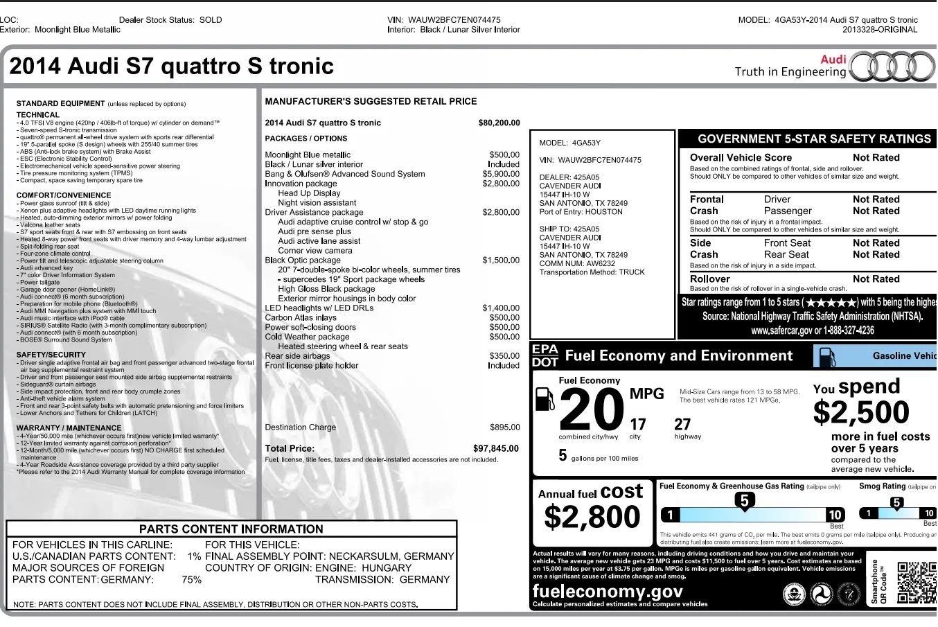 Used 2014 Audi S7 Prestige image 35