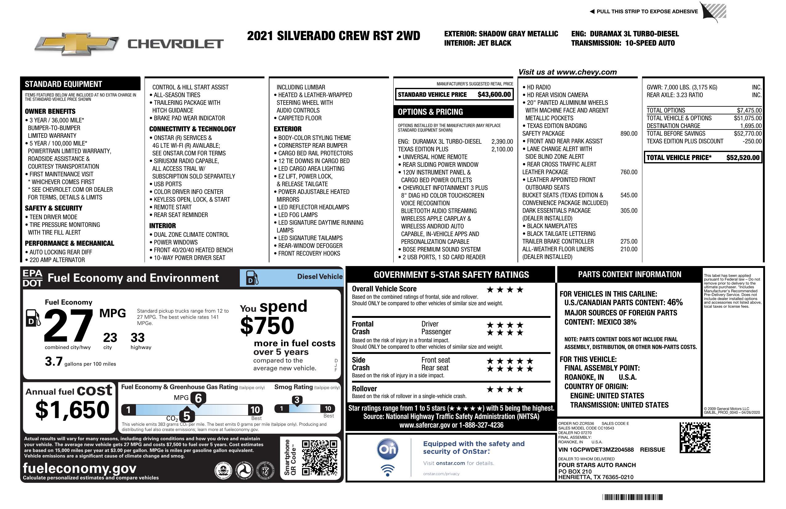 Used 2021 Chevrolet Silverado 1500 RST w/ Texas Edition Plus image 3