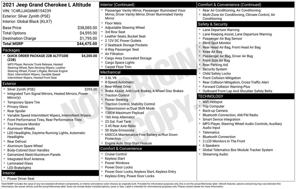 Used 2021 Jeep Grand Cherokee L Laredo RWD image 8