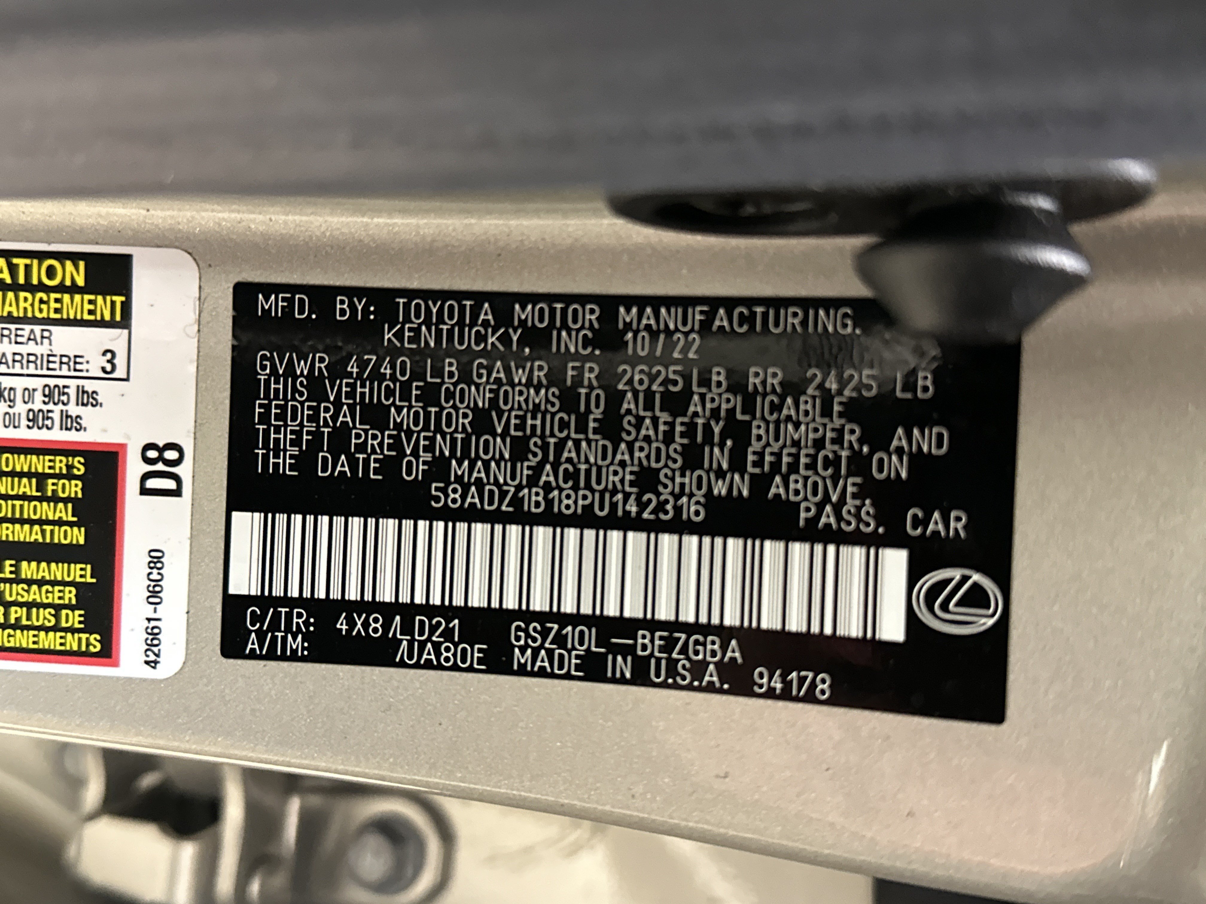 Certified 2023 Lexus ES 350 w/ Premium Package FWD image 14