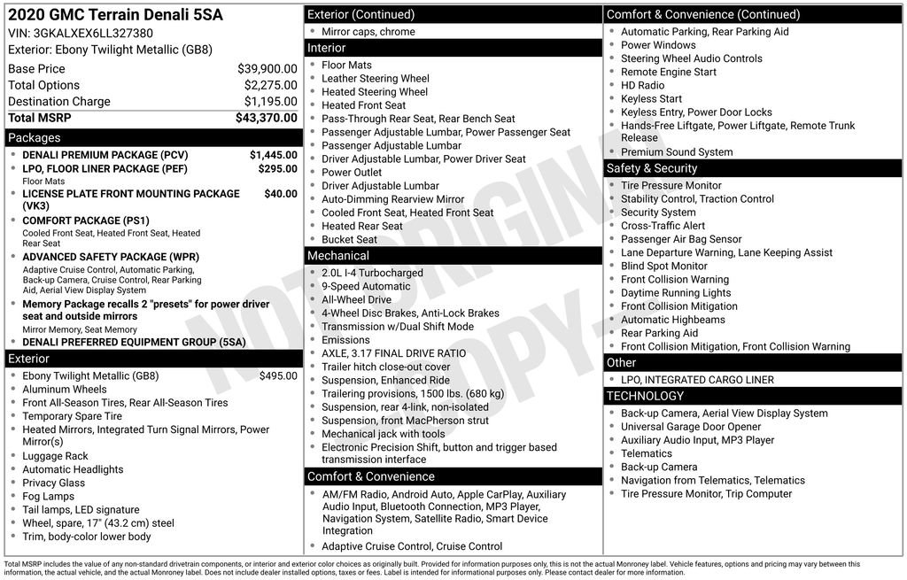 Used 2020 GMC Terrain Denali w/ Denali Premium Package image 52