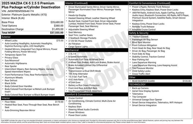 Used 2025 MAZDA CX-5 AWD 2.5 S w/ Premium Plus Pkg image 42