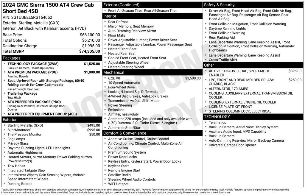 Used 2024 GMC Sierra 1500 AT4 w/ Technology Package image 6